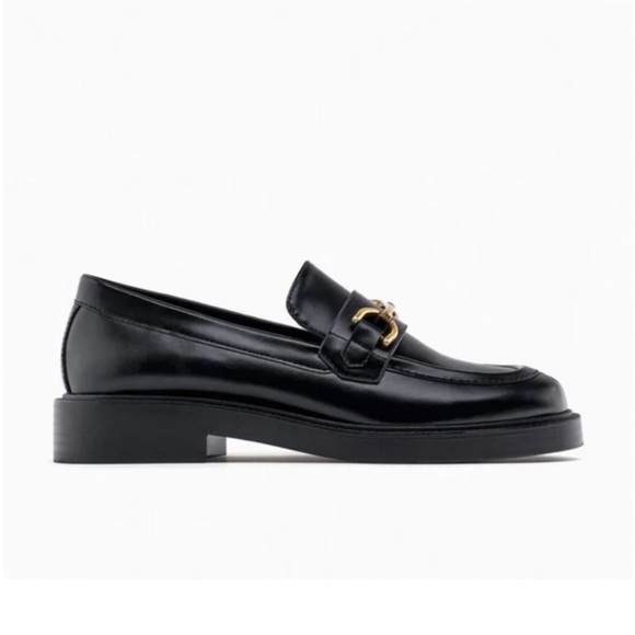 Black Loafers With Gold Buckles - Picture 3 of 9